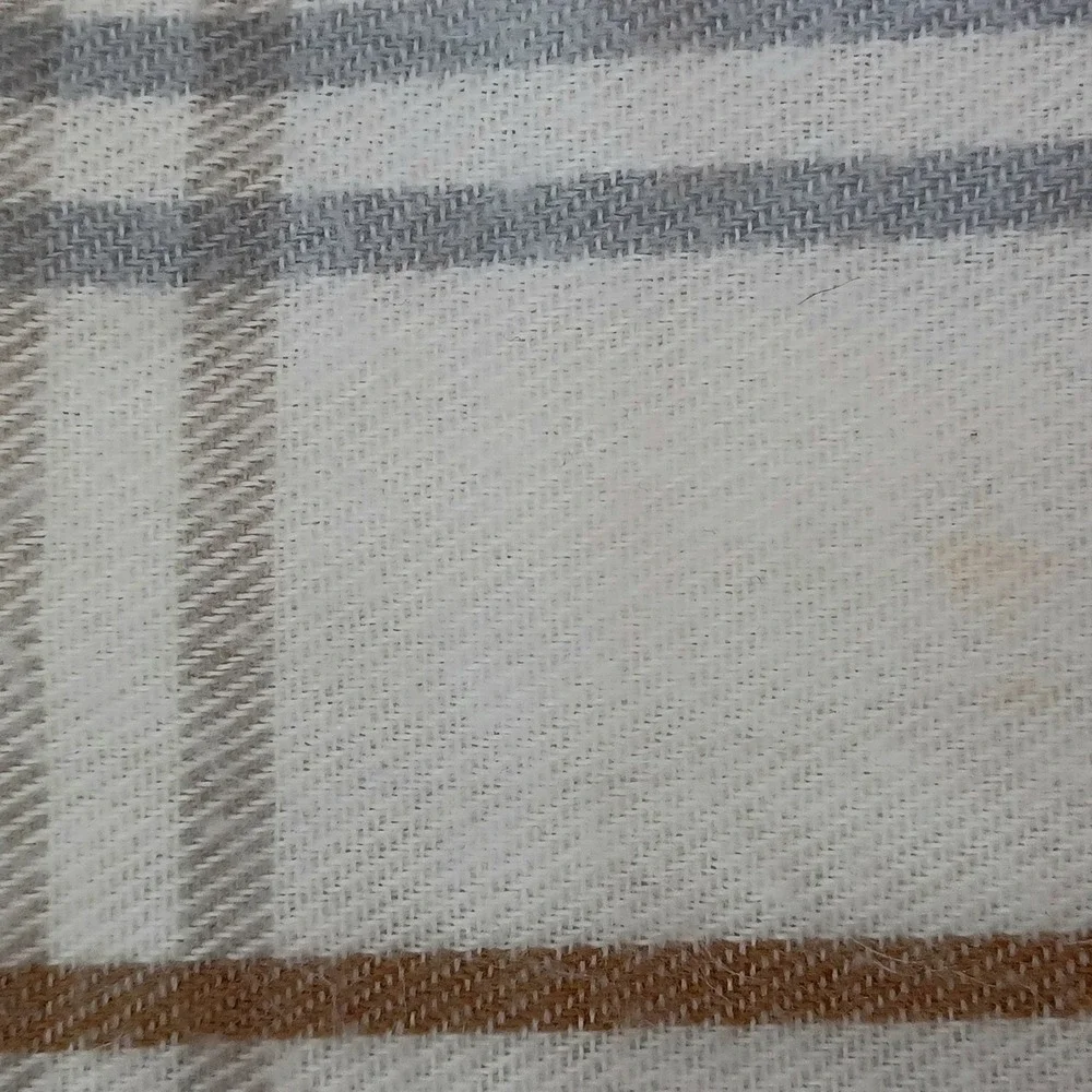 Cejon Made in Italy Plaid Scarf Cream Tan Grey‎ Windowpane Acrylic Fringe 62x11
